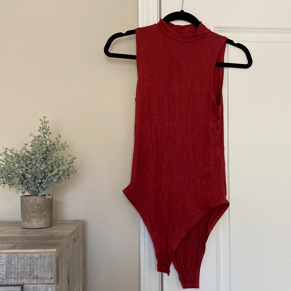High Neck Red Bodysuit